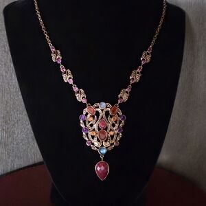 Nicky Butler Designer NB Bronze Collection Necklace Carnelian Amethyst Moonstone